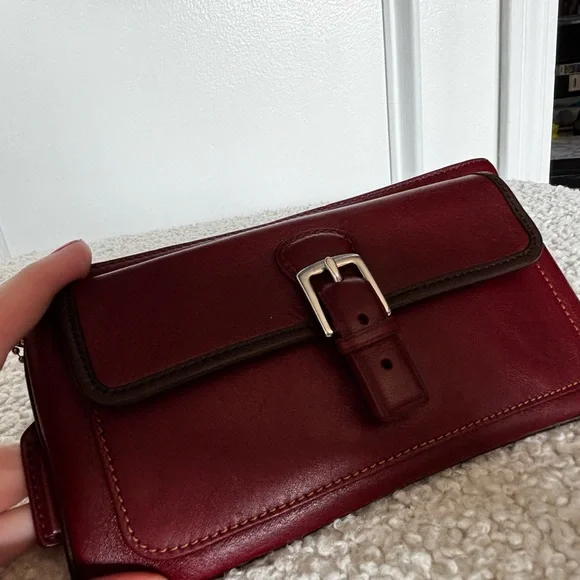 Coach Burgundy Leather Wristlet with Buckle - Picture 5 of 7